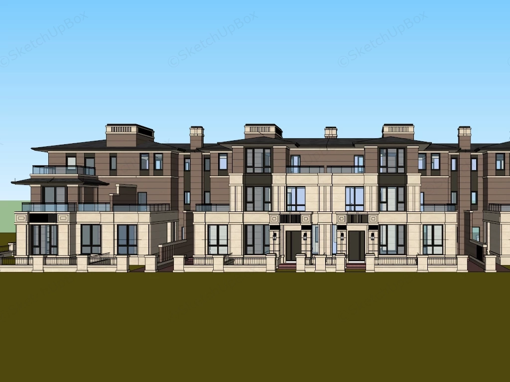 Modern Row Houses sketchup model preview - SketchupBox