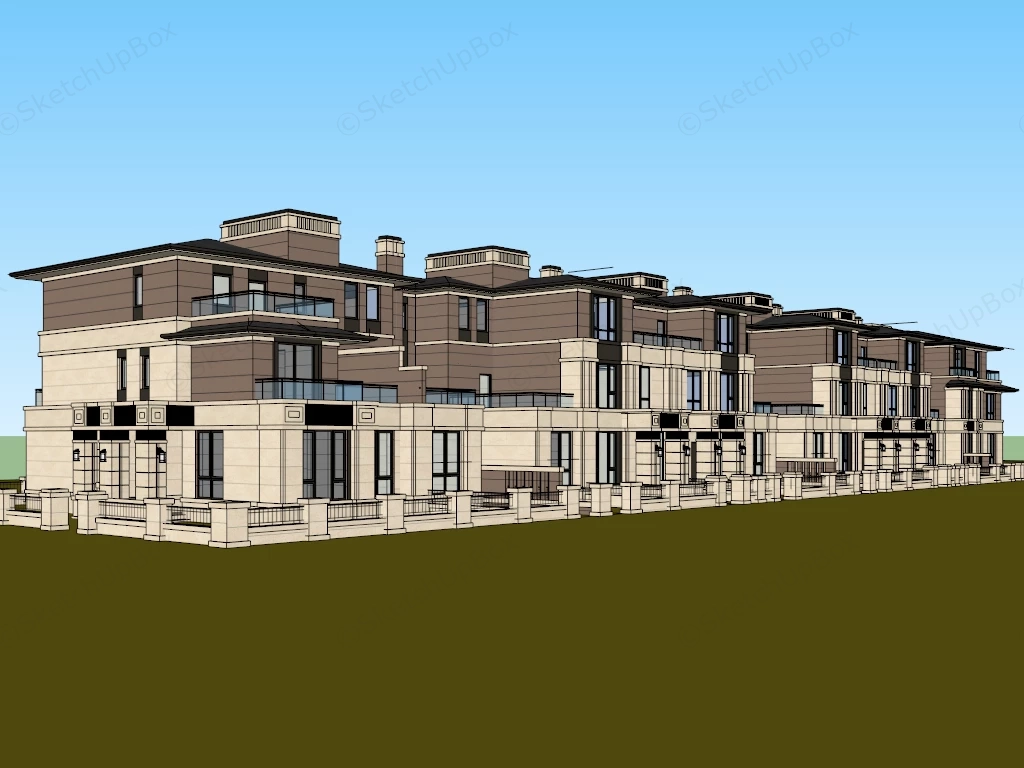 Modern Row Houses sketchup model preview - SketchupBox