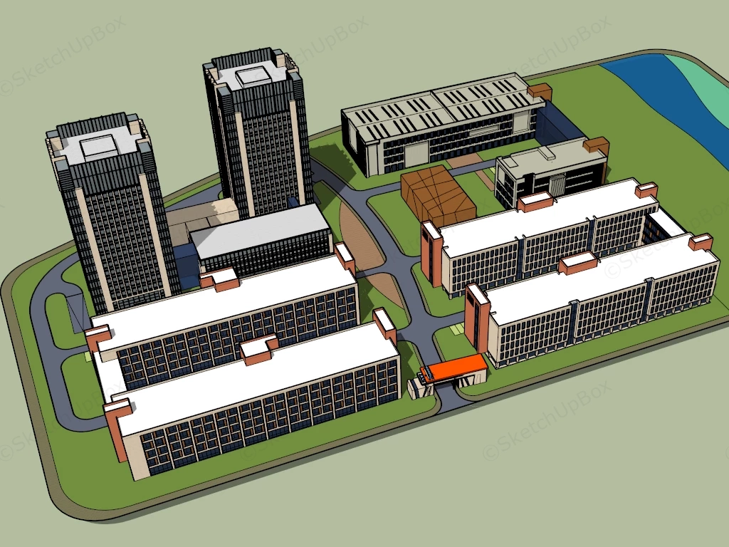 High Tech Industrial Park sketchup model preview - SketchupBox