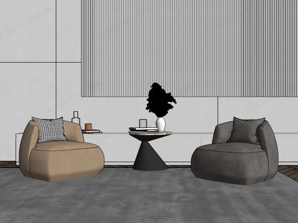 Bean Bag Chair And Table Set sketchup model preview - SketchupBox