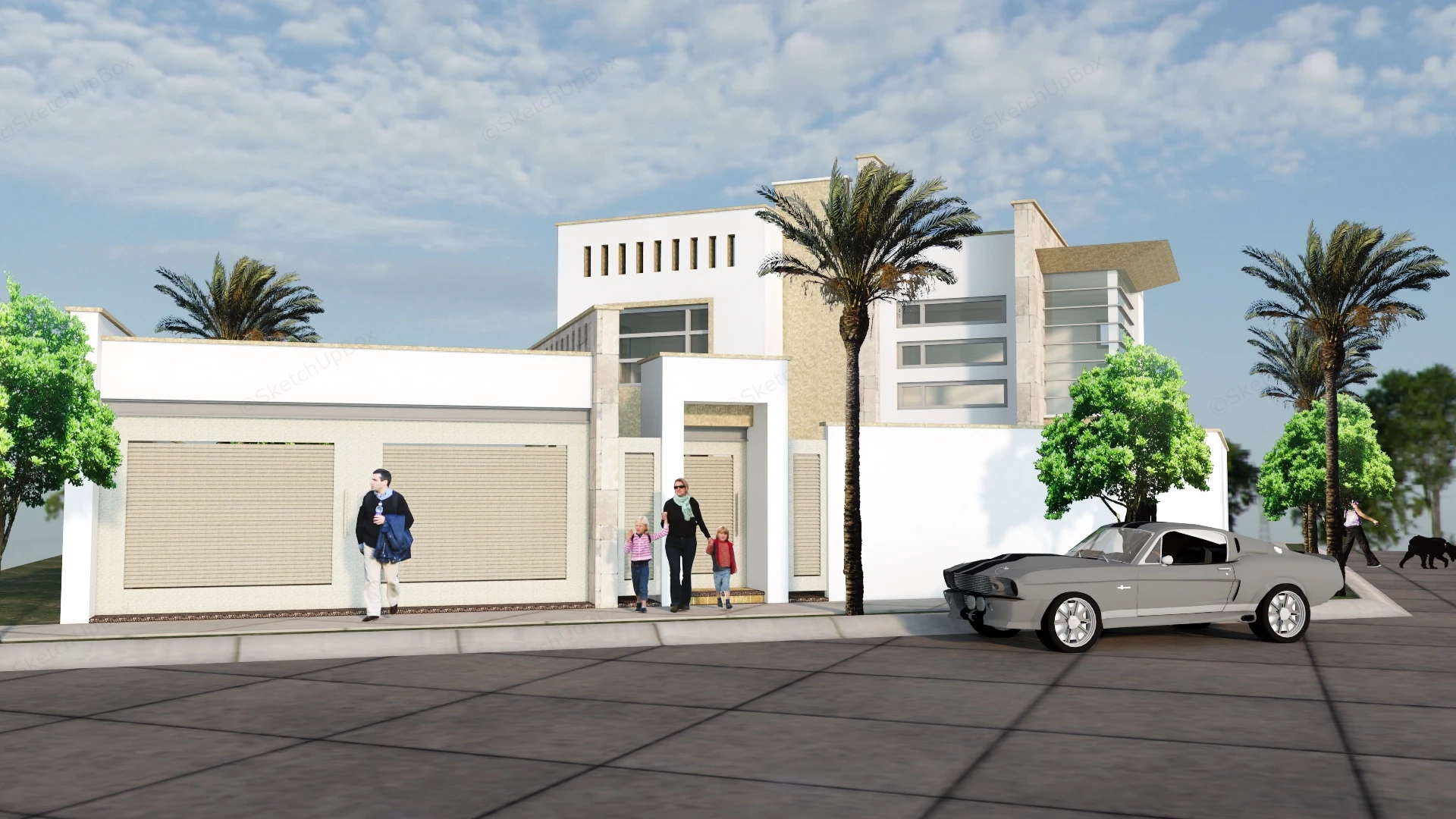 Modern Tropical House sketchup model preview - SketchupBox