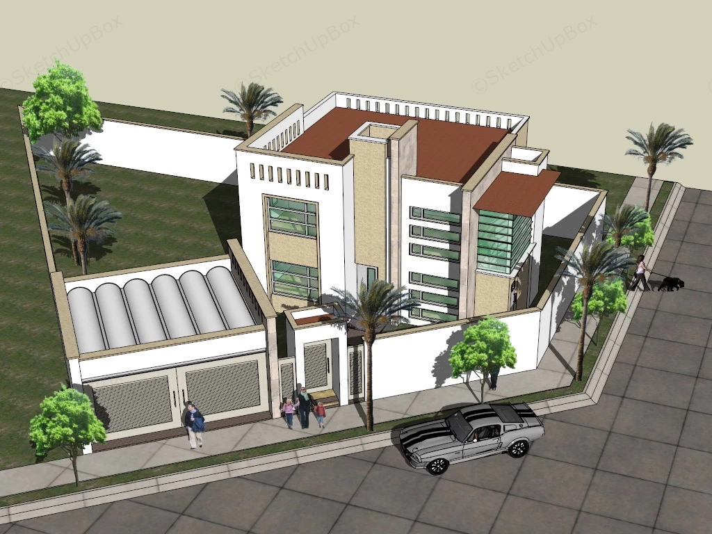 Modern Tropical House sketchup model preview - SketchupBox