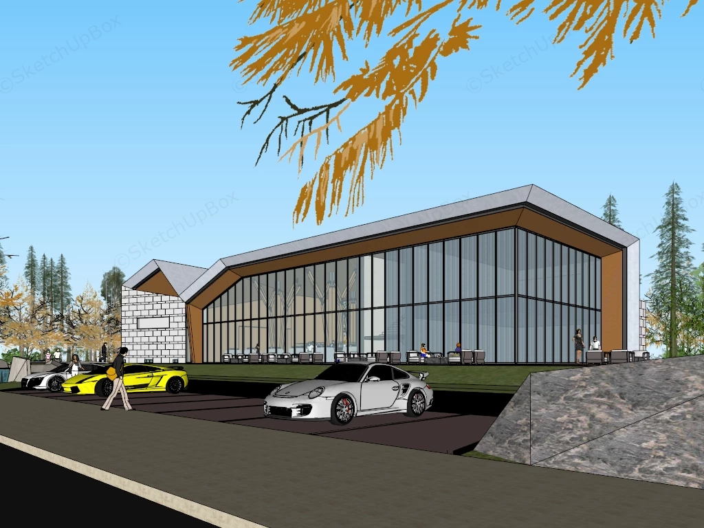 Contemporary Clubhouse Architecture sketchup model preview - SketchupBox