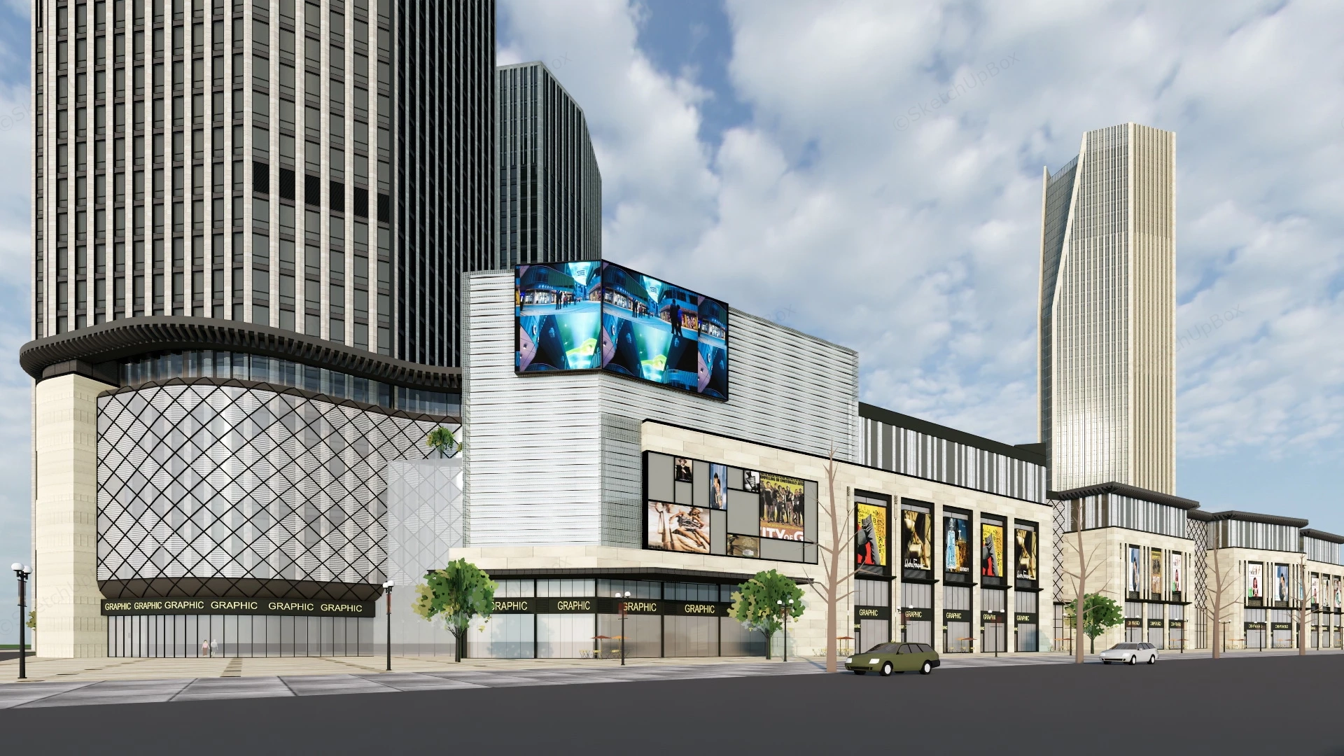 Urban Commercial Complex sketchup model preview - SketchupBox