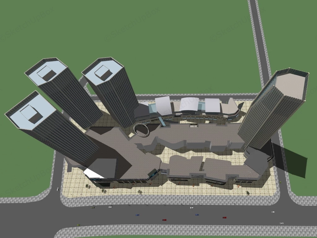 Urban Commercial Complex sketchup model preview - SketchupBox