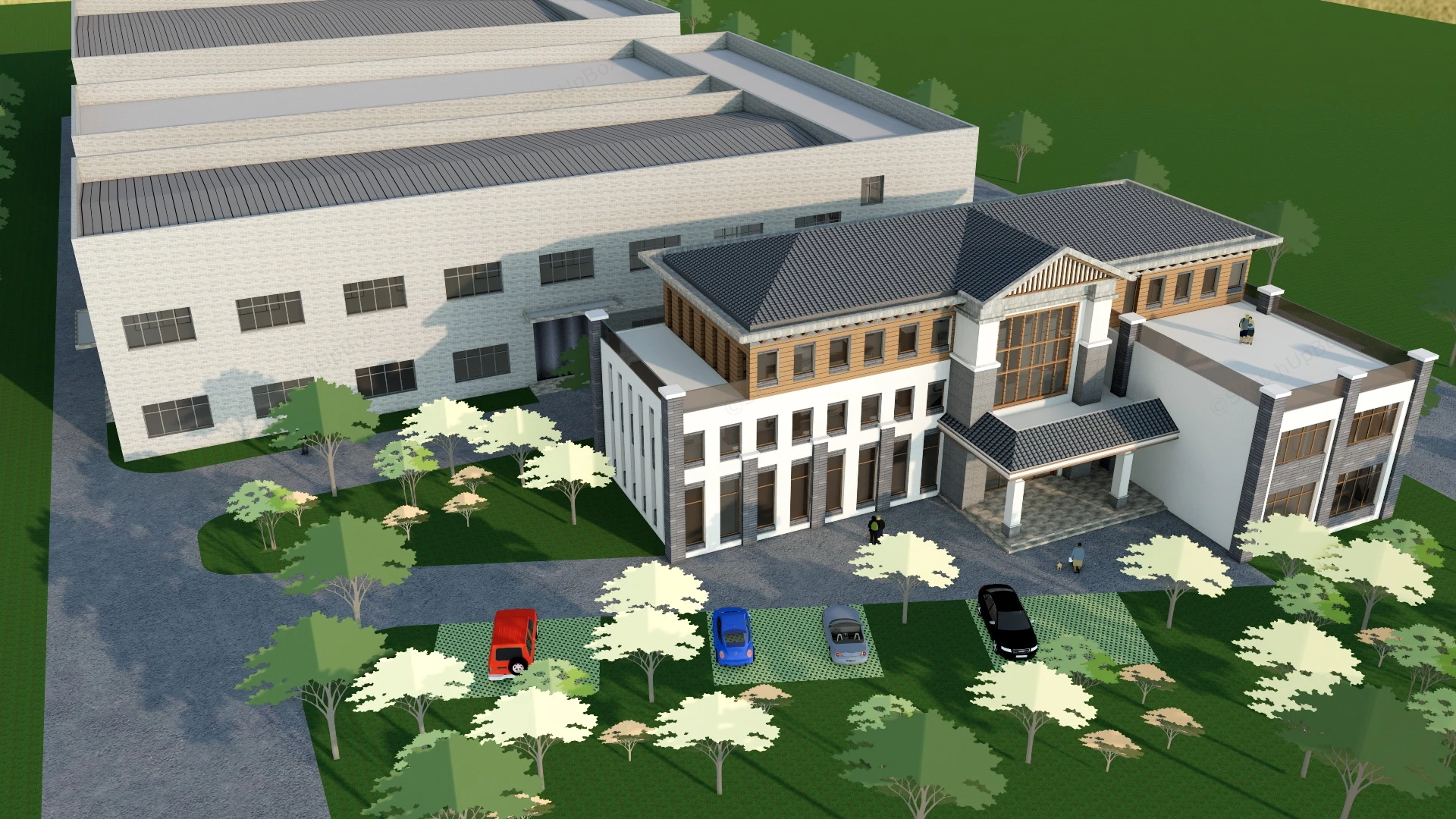 Modern Factory Buildings sketchup model preview - SketchupBox
