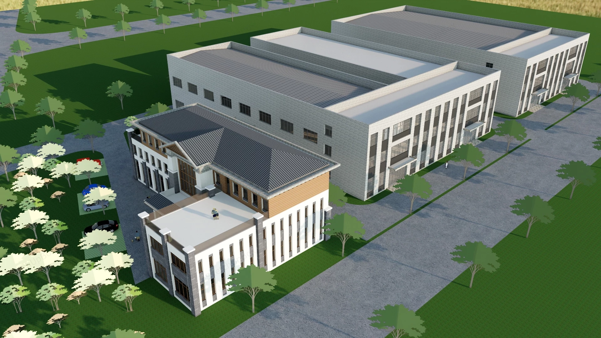 Modern Factory Buildings sketchup model preview - SketchupBox