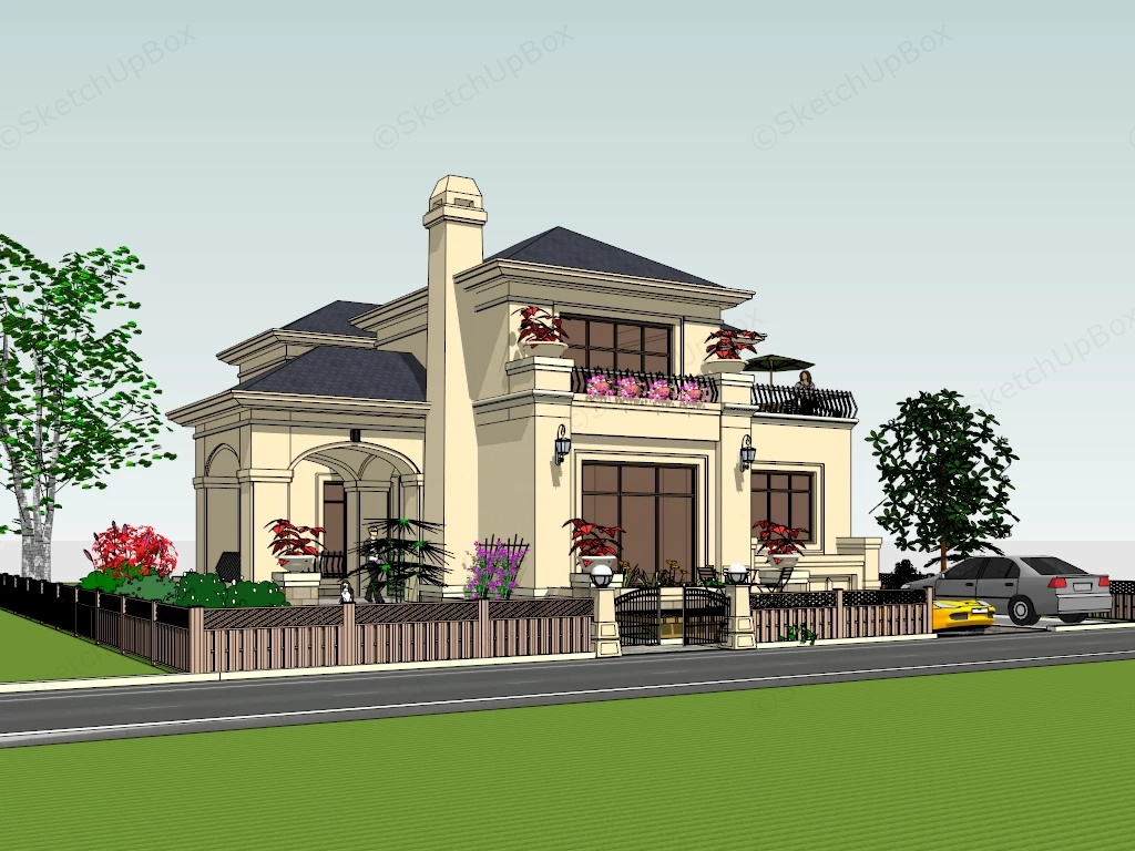 2 Story Traditional House sketchup model preview - SketchupBox
