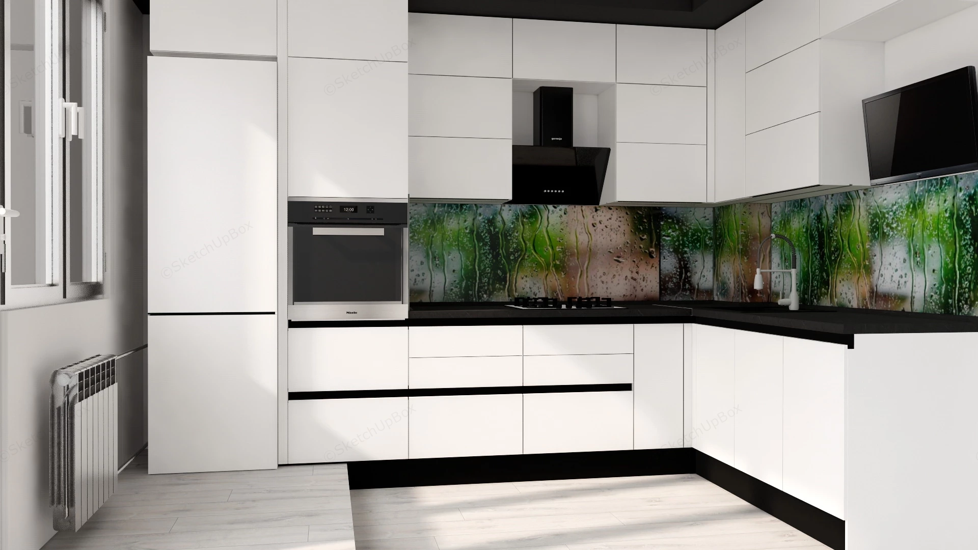 Small White Kitchen sketchup model preview - SketchupBox