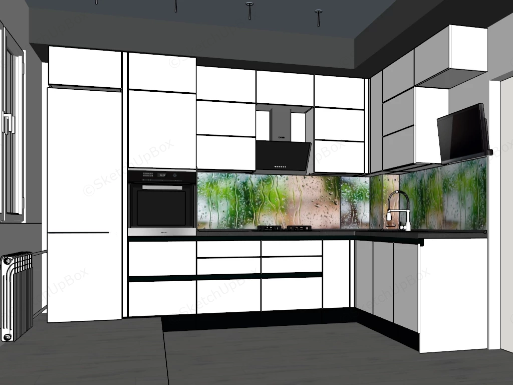 Small White Kitchen sketchup model preview - SketchupBox