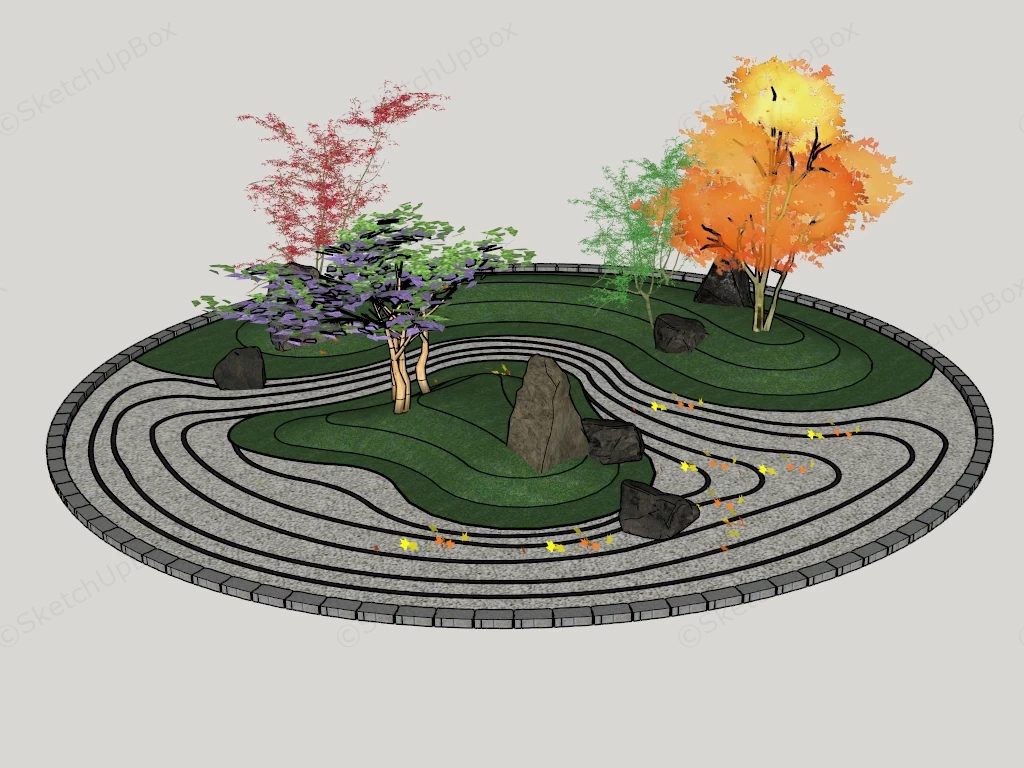 Zen Garden Landscape Node sketchup model preview - SketchupBox