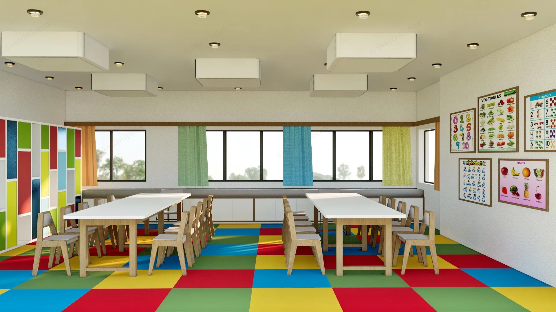 Preschool Kindergarten Classroom sketchup model preview - SketchupBox