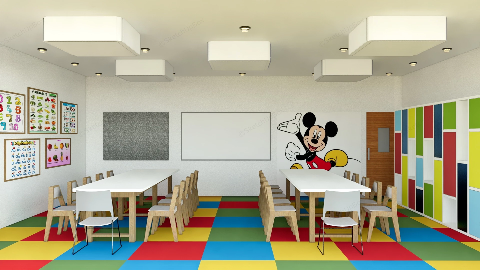 Preschool Kindergarten Classroom sketchup model preview - SketchupBox