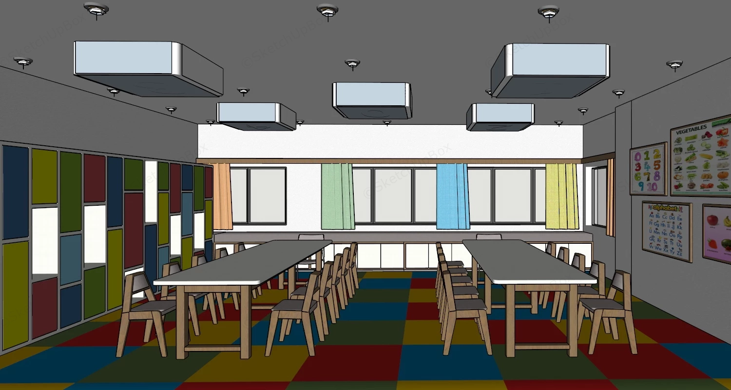 Preschool Kindergarten Classroom sketchup model preview - SketchupBox