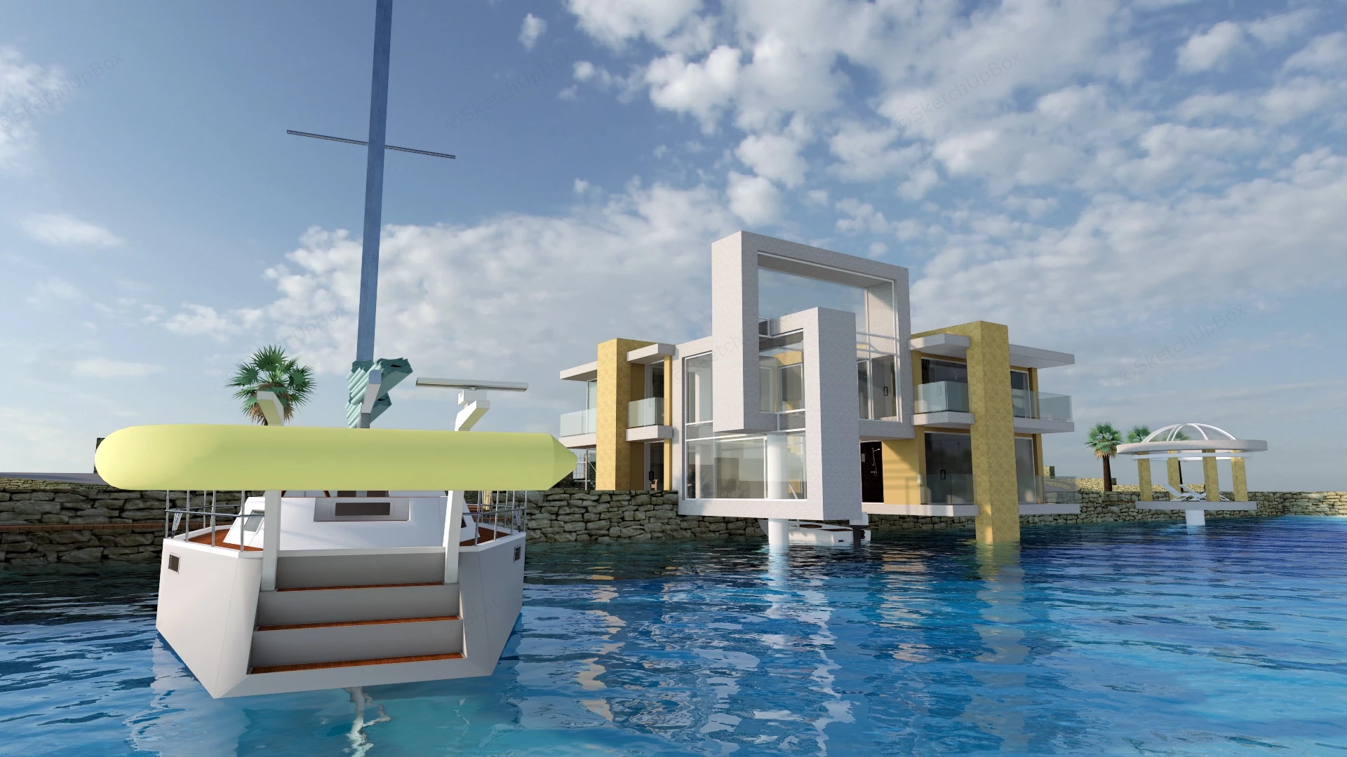 Contemporary Coast Villa sketchup model preview - SketchupBox