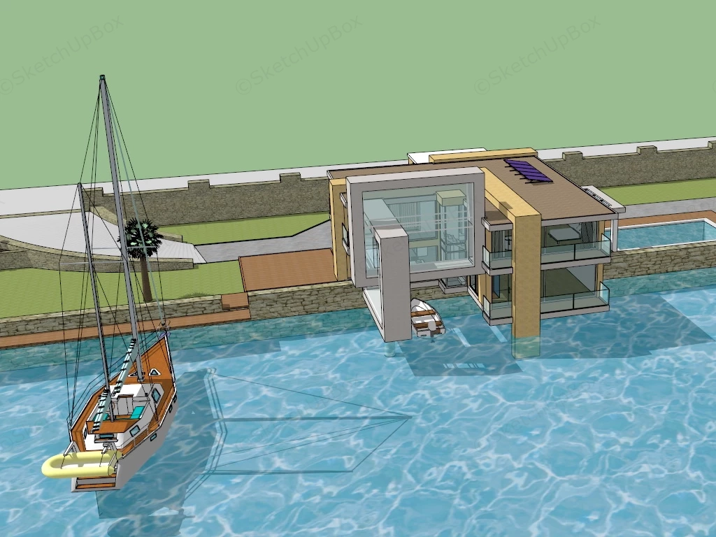 Contemporary Coast Villa sketchup model preview - SketchupBox