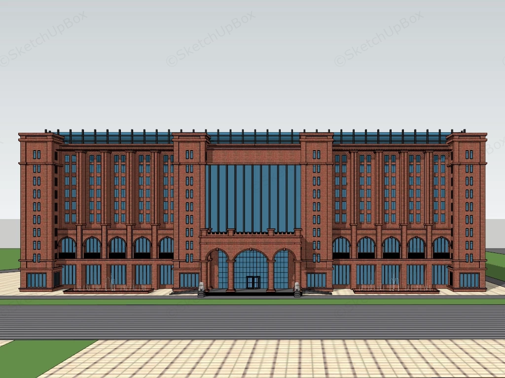 Classic Brick Office Building sketchup model preview - SketchupBox