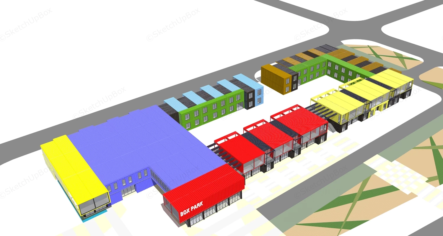 Boxpark Retail Buildings sketchup model preview - SketchupBox
