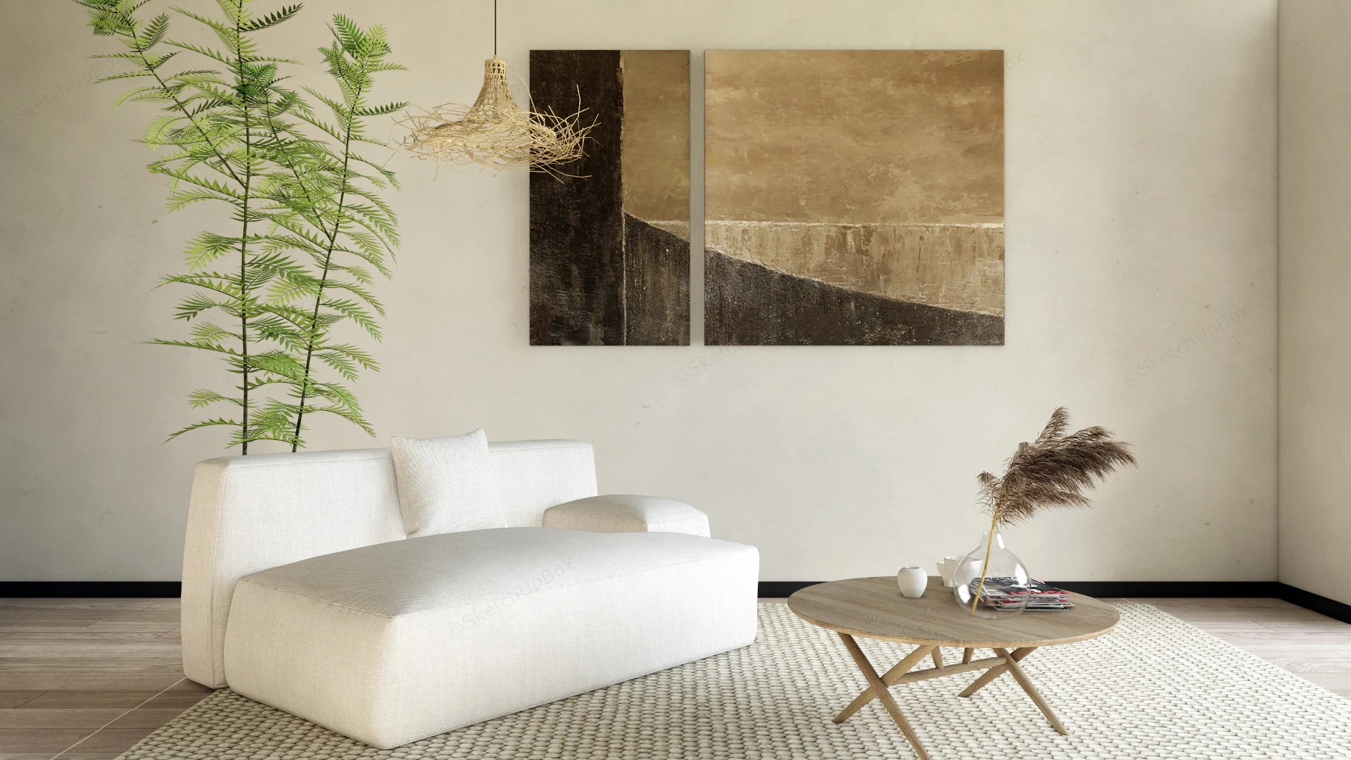 Wabi Sabi Sofa And Table Set sketchup model preview - SketchupBox