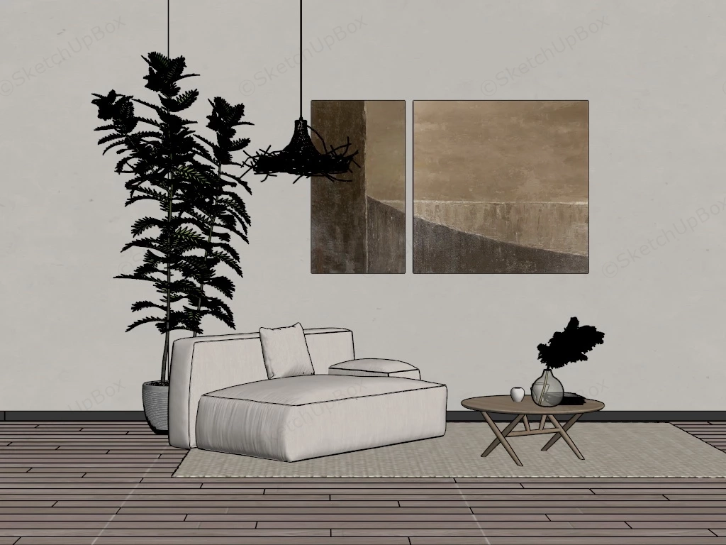Wabi Sabi Sofa And Table Set sketchup model preview - SketchupBox