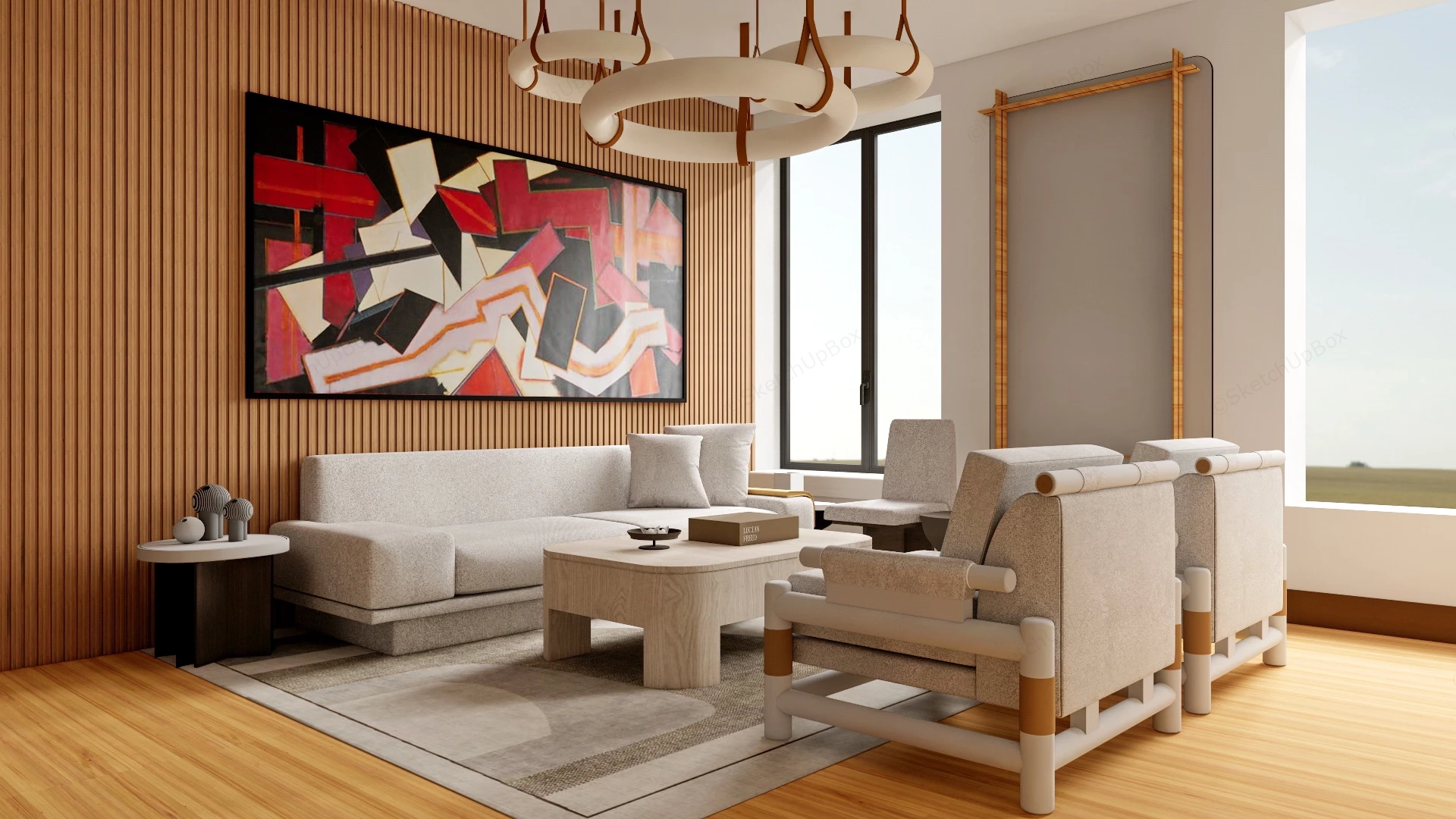 Contemporary Living Room Decor sketchup model preview - SketchupBox