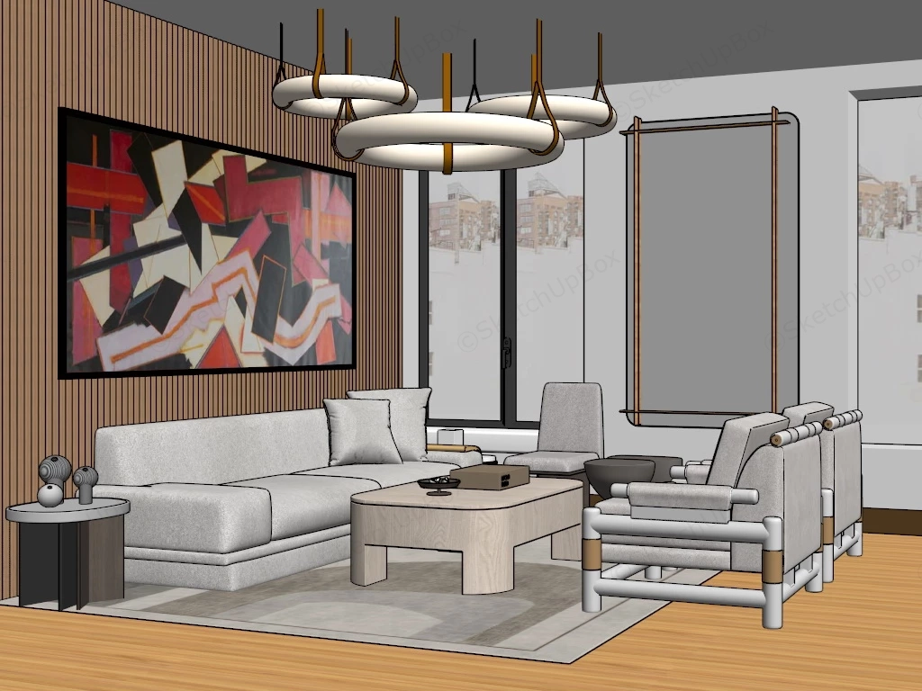 Contemporary Living Room Decor sketchup model preview - SketchupBox