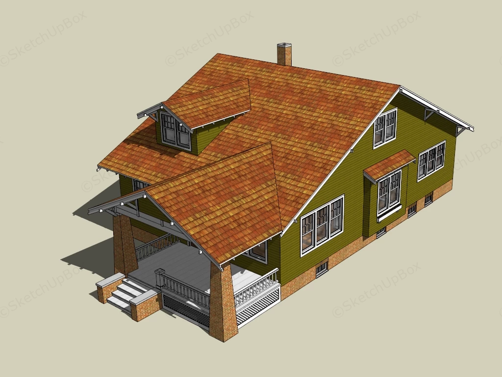 Traditional Farmhouse sketchup model preview - SketchupBox