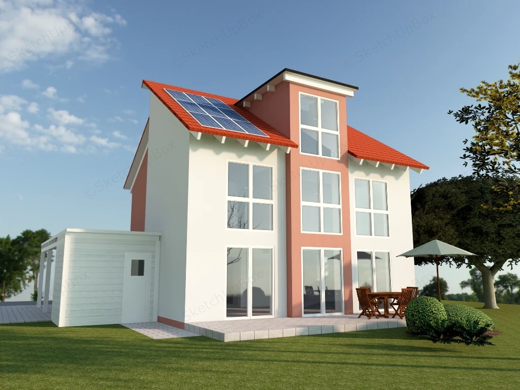 Small Modern House sketchup model preview - SketchupBox