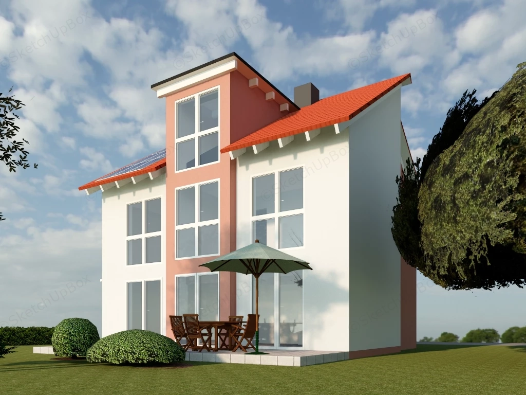 Small Modern House sketchup model preview - SketchupBox