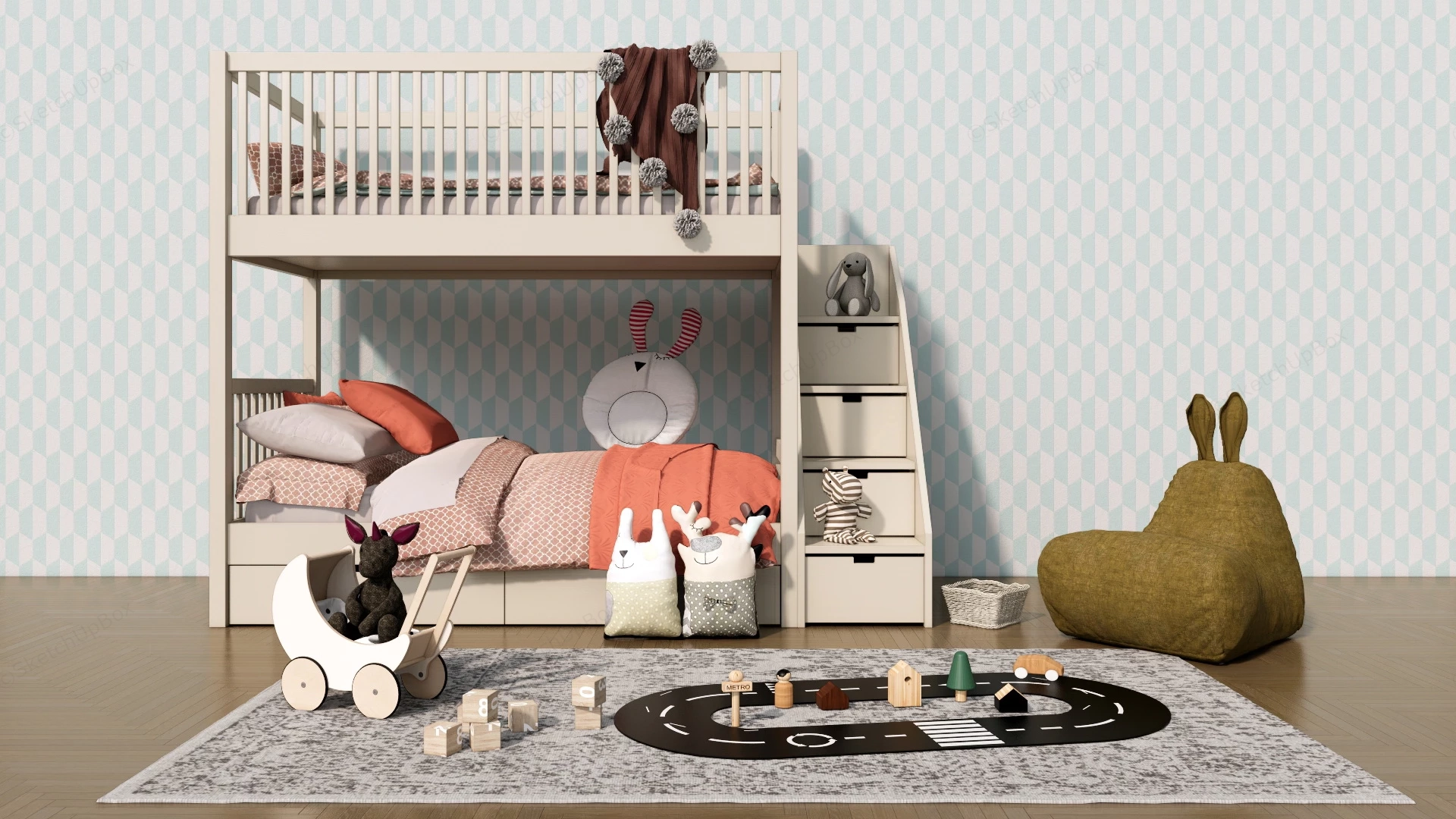 Child Bunk Bed sketchup model preview - SketchupBox