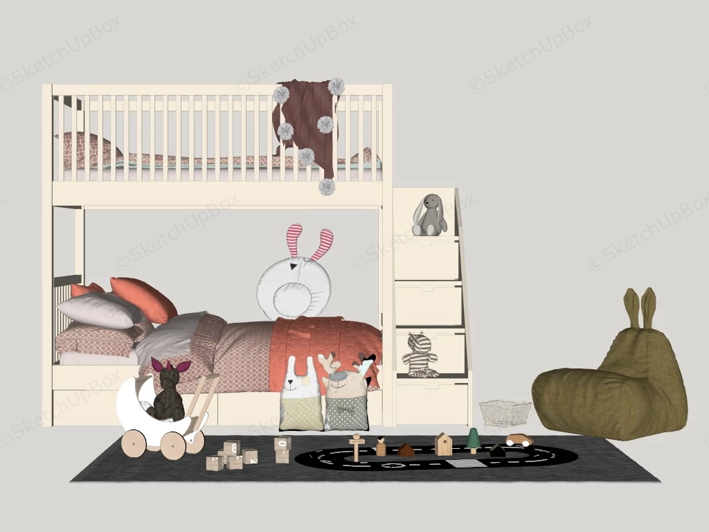 Child Bunk Bed sketchup model preview - SketchupBox