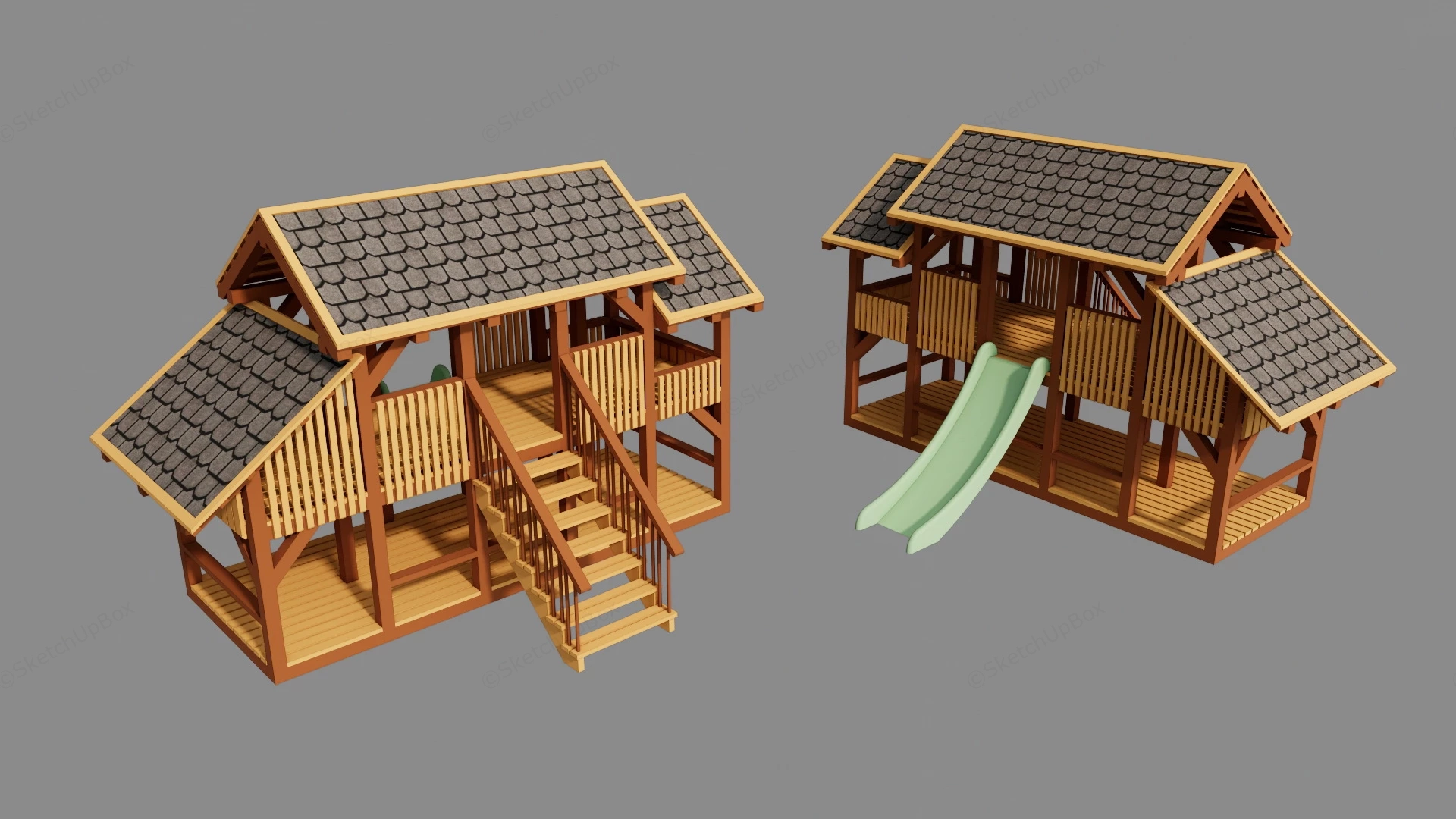 Outdoor Wooden Playhouse sketchup model preview - SketchupBox