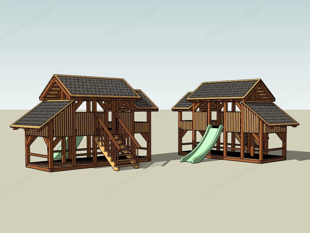 Outdoor Wooden Playhouse sketchup model preview - SketchupBox