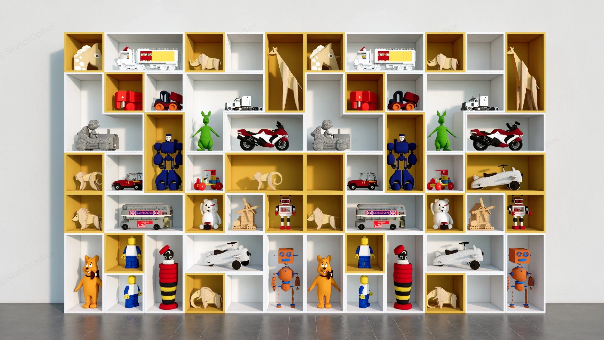 Toy Storage Display Cabient sketchup model preview - SketchupBox