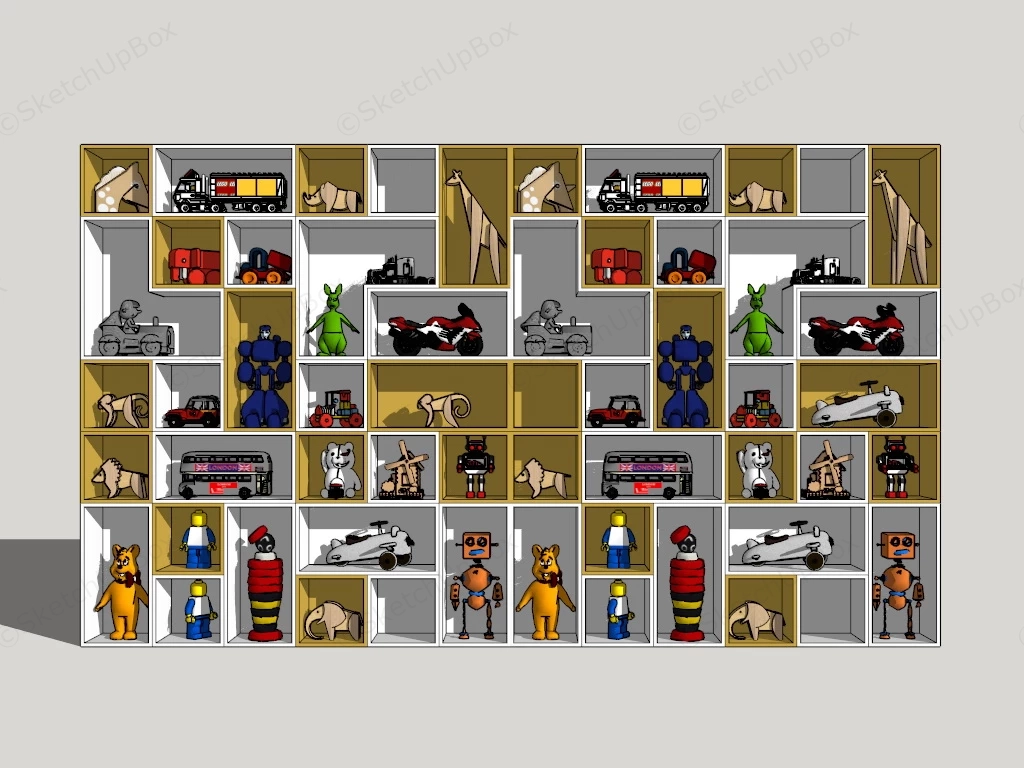 Toy Storage Display Cabient sketchup model preview - SketchupBox