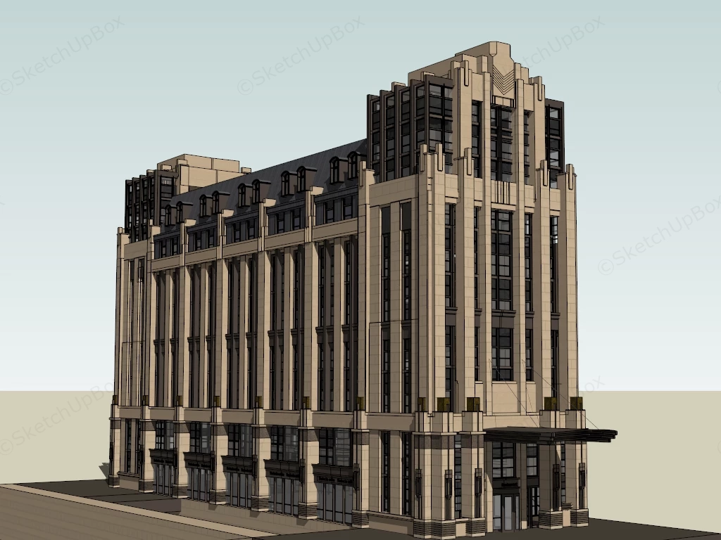 Art Deco Office And Retail Architecture sketchup model preview - SketchupBox
