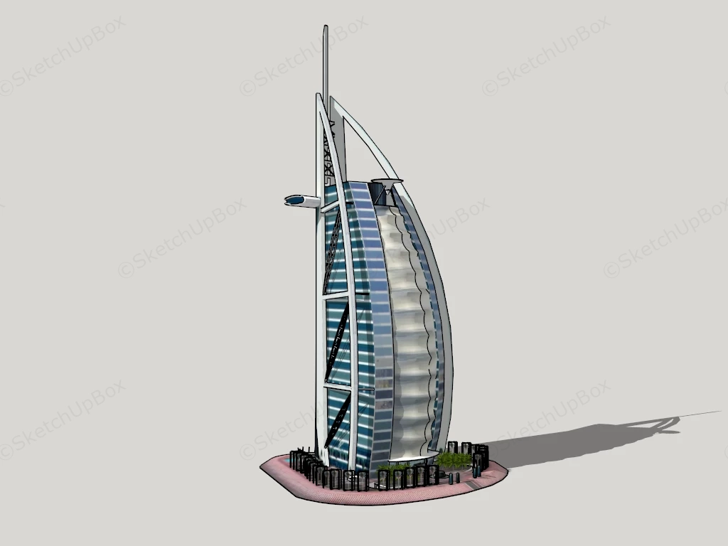 Burj Al Arab Hotel sketchup model preview - SketchupBox