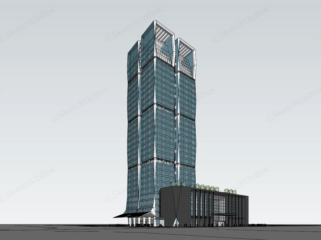 Modern Bank Office Building sketchup model preview - SketchupBox