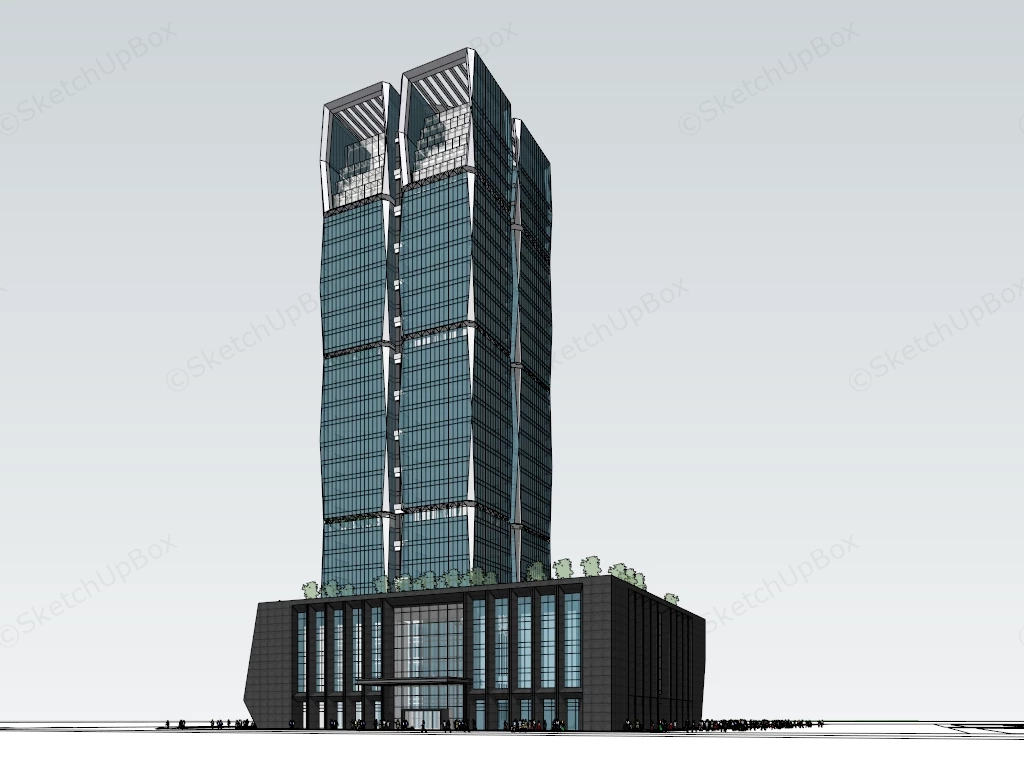 Modern Bank Office Building sketchup model preview - SketchupBox