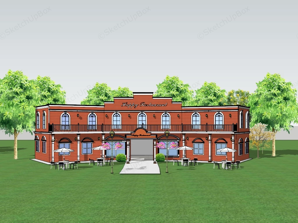 Happy Restaurant Building Exterior sketchup model preview - SketchupBox
