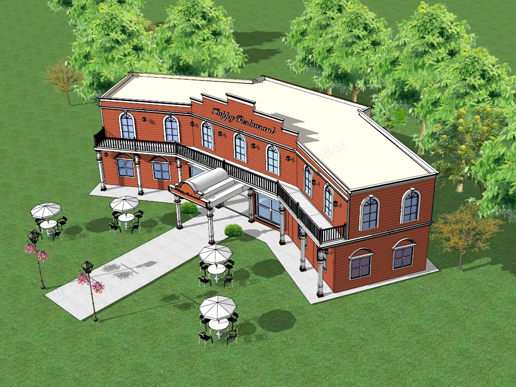 Happy Restaurant Building Exterior sketchup model preview - SketchupBox