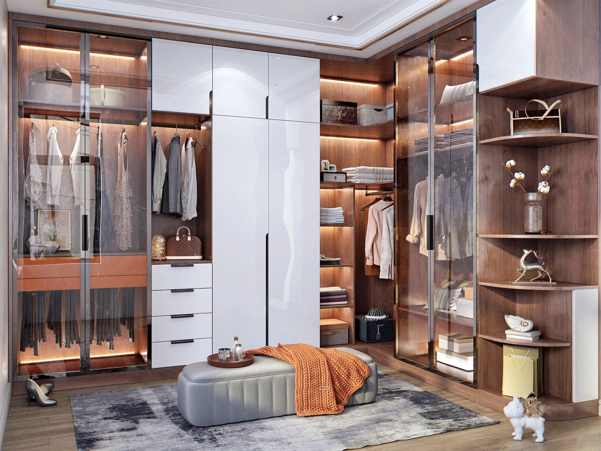 Modern Small Dressing Room sketchup model preview - SketchupBox