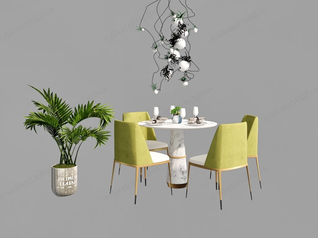 Small Round Dining Set sketchup model preview - SketchupBox