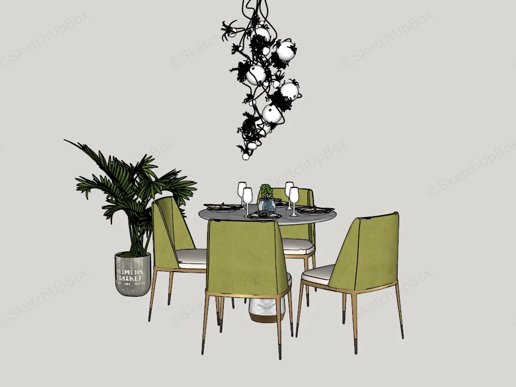 Small Round Dining Set sketchup model preview - SketchupBox