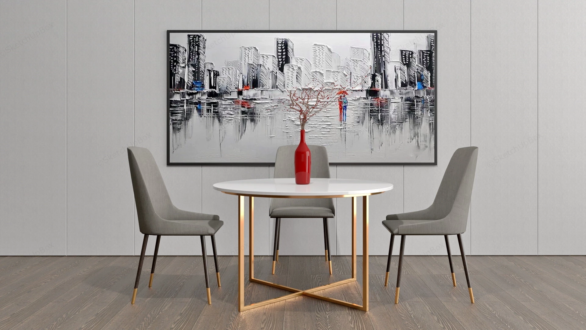 4 Piece Round Dining Set sketchup model preview - SketchupBox