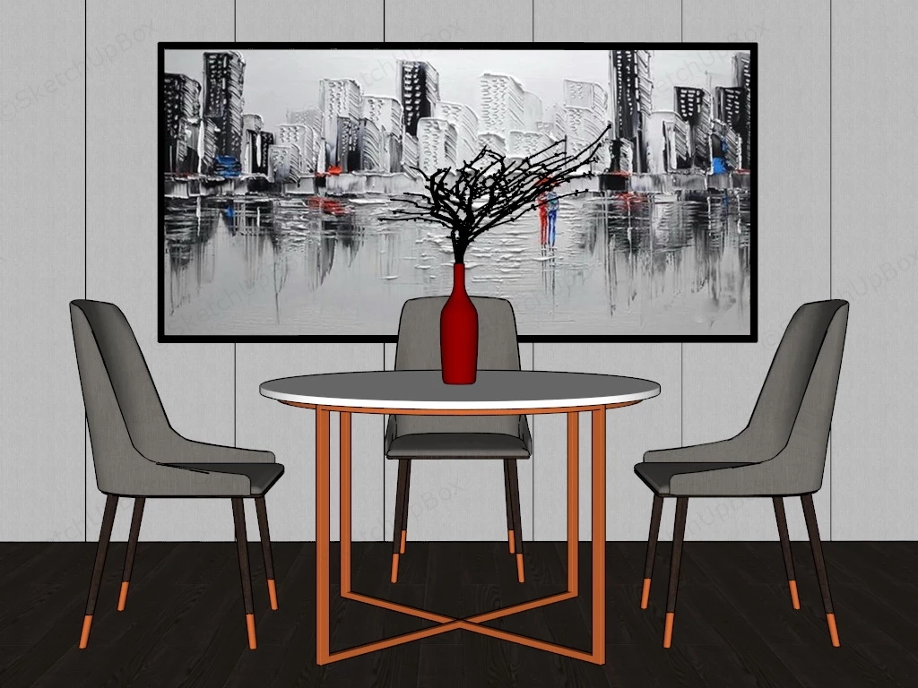 4 Piece Round Dining Set sketchup model preview - SketchupBox