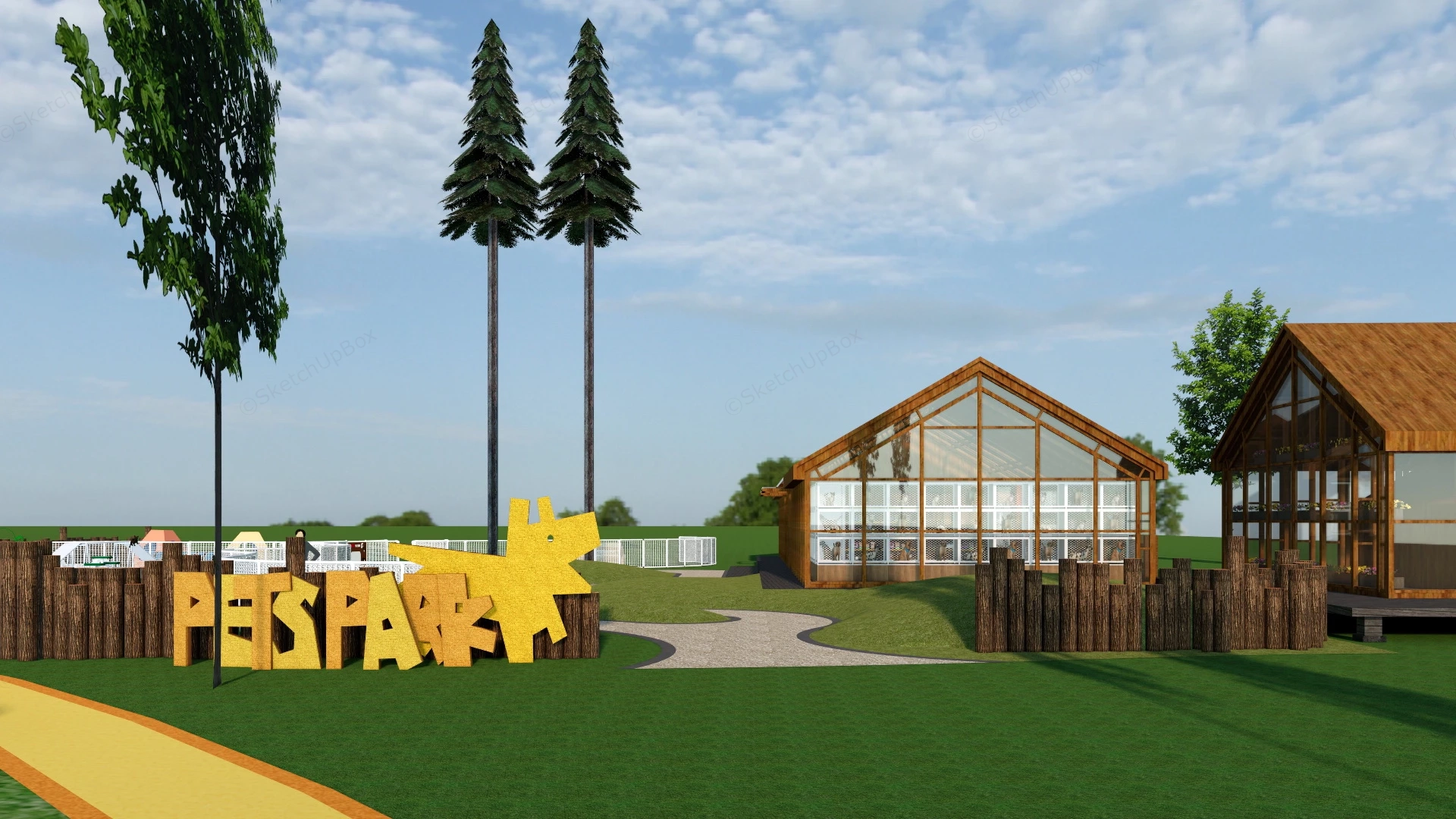 Dog Park & Shelter sketchup model preview - SketchupBox