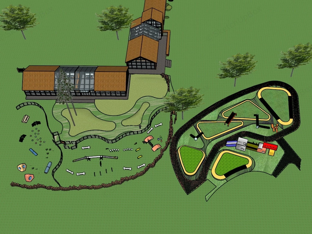 Dog Park & Shelter sketchup model preview - SketchupBox