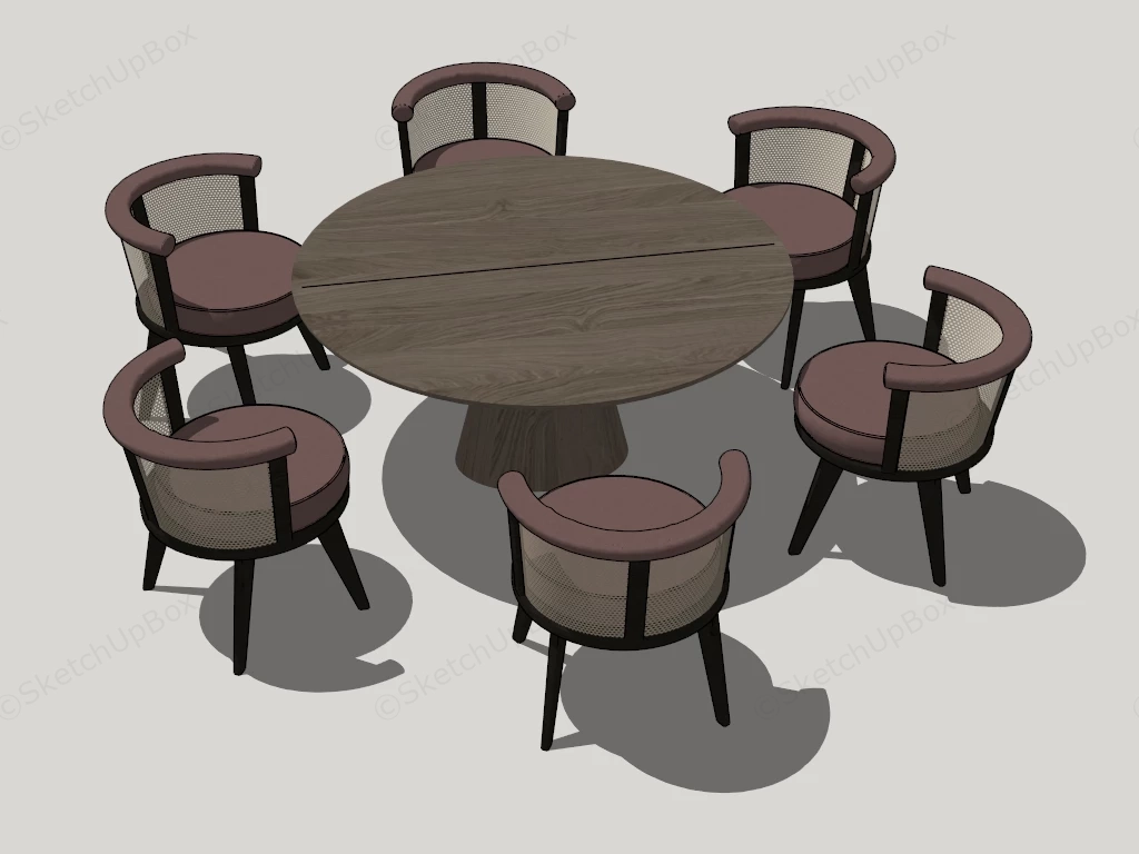 6 Seater Round Dining Table Set sketchup model preview - SketchupBox