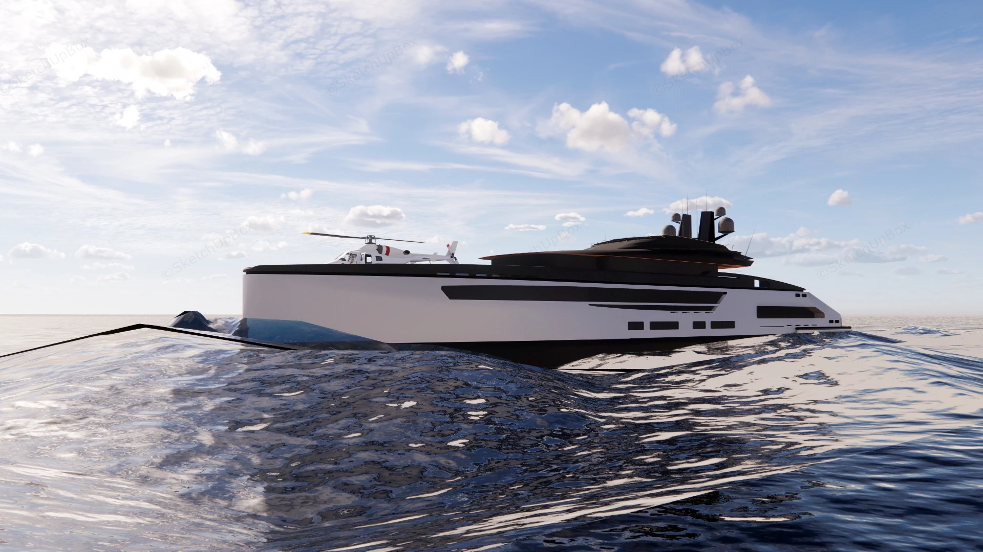 Luxury Yacht sketchup model preview - SketchupBox